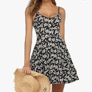 NWT ACEVOG Summer Beach Floral Flared Swing Dress